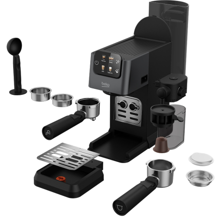 Espressor Manual 3in1 BEKO CEP5464DX, 1.1l, 1600W, 20 Bar, Sistem Cappuccino, Cafea macinata, Capsule sau Paduri, Negru [3]