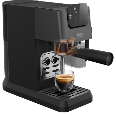 Espressor Manual 3in1 BEKO CEP5464DX, 1.1l, 1600W, 20 Bar, Sistem Cappuccino, Cafea macinata, Capsule sau Paduri, Negru [4]