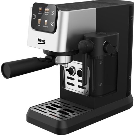 Electrocasnice - Espressor Manual BEKO CEP5304X, 1.1l, 1628W, 15 Bar, Recipient lapte detasabil, Spumare lapte, Negru-Argintiu