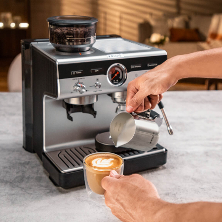 Espressor manual cu rasnita Krups Precision XP801T10, 15 bari, rezervor apa 3.5 L, 30 trepte de rasnire, 3 trepte temperatura, 3 trepte pre-infuzare,  [11]