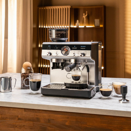 Espressor manual cu rasnita Krups Precision XP801T10, 15 bari, rezervor apa 3.5 L, 30 trepte de rasnire, 3 trepte temperatura, 3 trepte pre-infuzare,  [14]