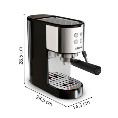 Espressor manual  KRUPS Virtuoso Essential XP441810, sistem ThermoBlock, rezervor apa de 1 L, design compact, presiune de 15 bari, negru & argintiu [3]