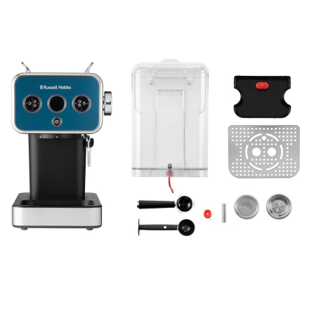 Espressor Russell Hobbs Distinctions, 15 bar, rezervor 1.2L, spumare lapte, incalzire rapida, albastru [2]