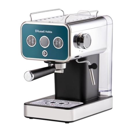 Espressoare si cafetiere - Espressor Russell Hobbs Distinctions, 15 bar, rezervor 1.2L, spumare lapte, incalzire rapida, albastru