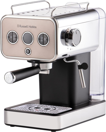 Espressoare si cafetiere - Espressor Russell Hobbs Distinctions, 15 bar, rezervor 1.2L, spumare lapte, incalzire rapida, titan