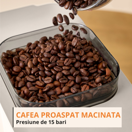 Espressor semi-automat Krups Coffee Crush SA4001E0, 1370 W, 15 bari, sistem bean-to-cup, rasnita inox, preparare one-touch, intensitate cafea ajustabi [6]