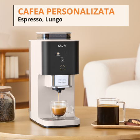 Espressor semi-automat Krups Coffee Crush SA4001E0, 1370 W, 15 bari, sistem bean-to-cup, rasnita inox, preparare one-touch, intensitate cafea ajustabi [1]