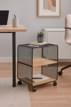 Etajera 5Five cu 2 compartimente, MDF si metal, 43x28x52 cm, negru [1]