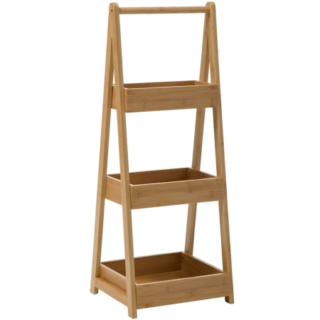 Mobilier pentru baie - Etajera 5Five Green Harmony 3 niveluri, din bambus, 30x25x78 cm, maro natur