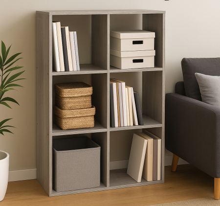 Etajera 5Five Mix n&apos;Modul cu 6 compartimente, PAL, 68x32x101 cm, gri [2]