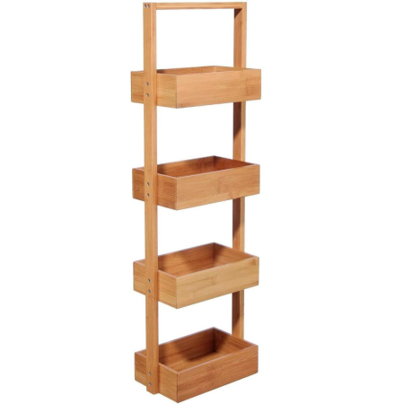 Mobilier pentru baie - Etajera 5Five Tidy Box cu 4 rafturi, bambus, 35x33x144 cm, natur