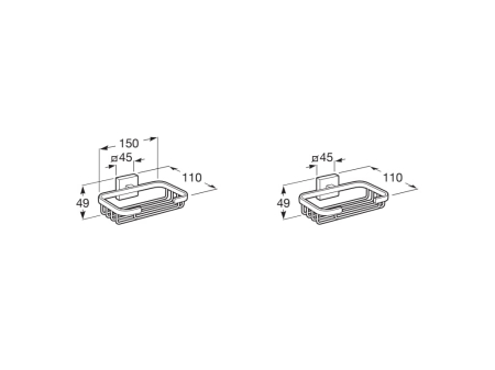 Etajera baie Roca A816826001, 110 mm, 150 mm, 49 mm, 2 orificii instalare, pe perete, metal, elemente fixare, Crom [1]