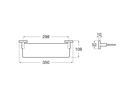 Etajera baie Roca A817888C00, 108 mm, 350 mm, 52 mm, 2 orificii instalare, pe perete, metal, sticla, Crom [1]
