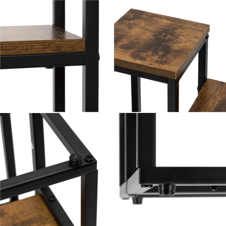 Etajera cu 4 rafturi din metal si MDF, 51x34x67 cm, negru si maro [15]