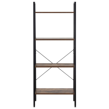 Etajera cu 4 rafturi, metal si MDF, stil industrial, 56x34x138 cm, maro inchis si negru [19]