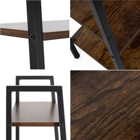 Etajera cu 4 rafturi, metal si MDF, stil industrial, 56x34x138 cm, maro inchis si negru [20]