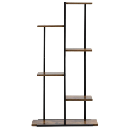 Etajera cu 6 rafturi din metal si MDF, 60x20x113 cm, negru si maro [6]