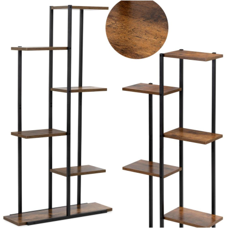 Etajera cu 6 rafturi din metal si MDF, 60x20x113 cm, negru si maro [3]
