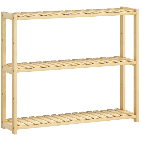 Baie -  Etajera de Baie cu 3 Rafturi Reglabile pe 5 Nivele, Dulap de Depozitare din Bambus, 60x15x50 cm, Lemn Natural