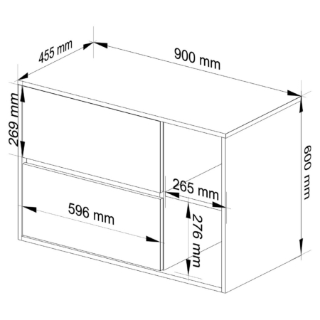 Etajera de baie suspendata, cu 2 sertare, PAL 16 mm, 90x46x60 cm, gri si stejar artisan [2]