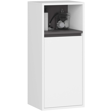 Mobilier pentru baie - Etajera de baie suspendata, cu 2 usi, PAL 16 mm, 35x30x80 cm, alb si gri