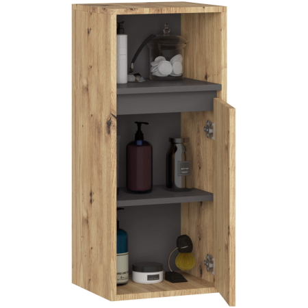 Etajera de baie suspendata, cu 2 usi, PAL 16 mm, 35x30x80 cm, stejar artisan si gri [1]