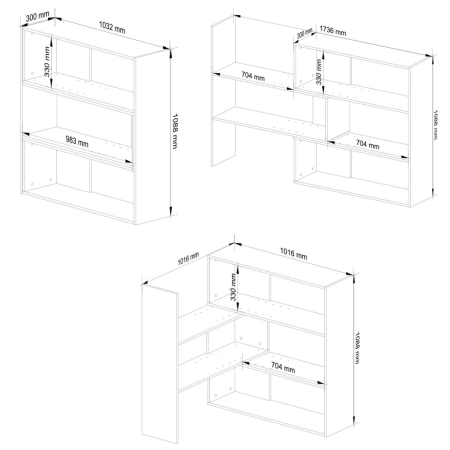 Etajera de colt pentru carti si decoratiuni, cu 3 rafturi, PAL laminat 16 mm, 174x30x109 cm, stejar sonoma [1]