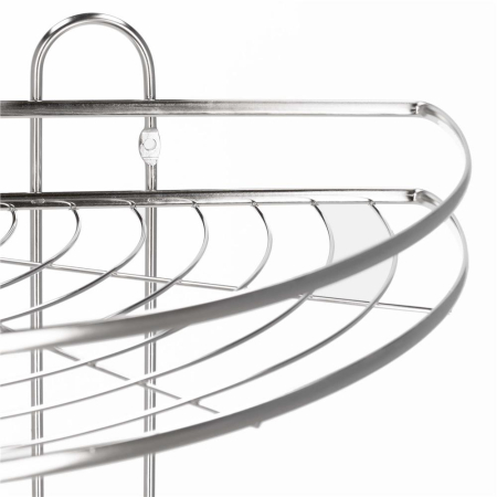 Etajera colt dus 3 polite inox, montaj perete, max 9 kg, margini protectie, 25x25x59 cm, argintiu [10]