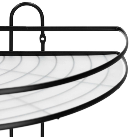 Etajera colt dus 3 polite inox, montaj perete, max 9 kg, margini protectie 4 cm, 25x25x59 cm, negru [12]
