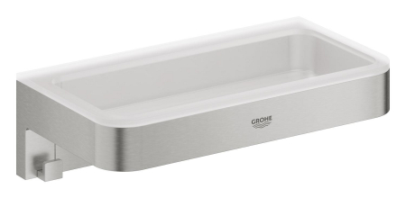 Baie - Etajera Grohe 41107DC0, Start Cube, pe perete, 200 x 100 mm, mat, otel satinat