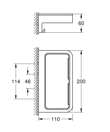 Etajera Grohe 41107DC0, Start Cube, pe perete, 200 x 100 mm, mat, otel satinat [2]