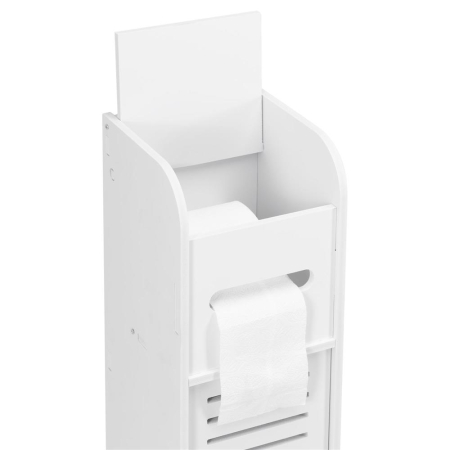 Etajera ingusta pentru baie, 3 rafturi si sertar suport hartie igienica, 80x17x16 cm, alb [21]