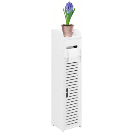 Etajera ingusta pentru baie, 3 rafturi si sertar suport hartie igienica, 80x17x16 cm, alb [8]