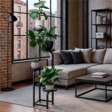 Etajera metalica cu 4 niveluri, structura solida, stil industrial, 22x22x115 cm, negru [12]