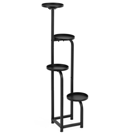 Mobila - Etajera metalica cu 4 niveluri, structura solida, stil industrial, 22x22x115 cm, negru