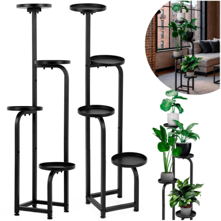 Etajera metalica cu 4 niveluri, structura solida, stil industrial, 22x22x115 cm, negru [8]