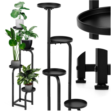 Etajera metalica cu 4 niveluri, structura solida, stil industrial, 22x22x115 cm, negru [6]