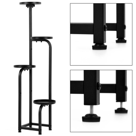 Etajera metalica cu 4 niveluri, structura solida, stil industrial, 22x22x115 cm, negru [10]