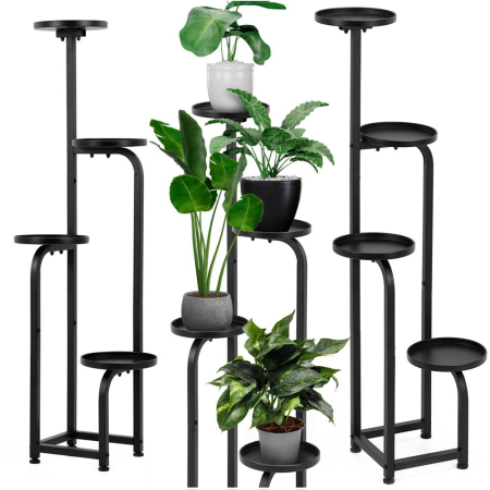 Etajera metalica cu 4 niveluri, structura solida, stil industrial, 22x22x115 cm, negru [7]