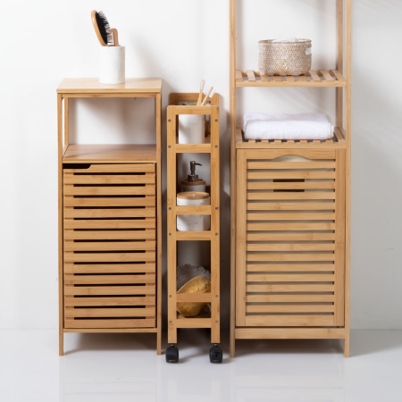 Etajera mobila cu 3 niveluri 5Five Bambou, din bambus, 36x15x74 cm, bej [3]