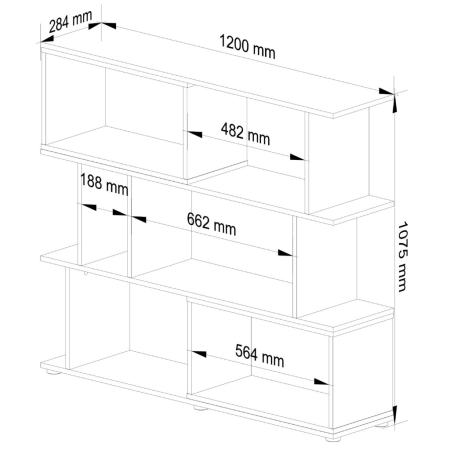 Etajera modulara cu 6 rafturi pentru depozitare, PAL laminat 16 mm, 120x28x108 cm, alb [1]