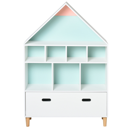  Etajera Organizator pentru Copii cu Compartimente, Biblioteca pentru Carti si Jucarii, Alb [7]