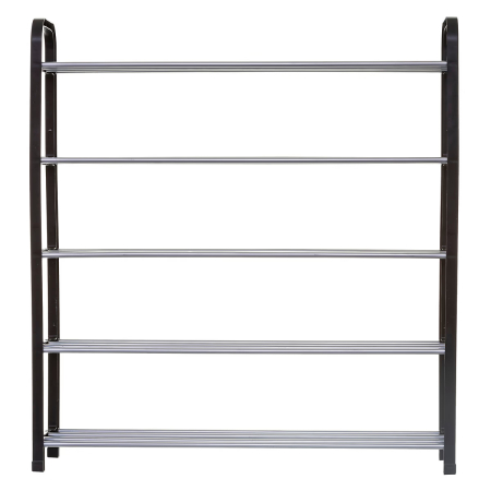 Pantofare - Etajera pantofi 5Five din metal si plastic, 4 niveluri pentru 16 perechi, 70x19x76 cm, negru