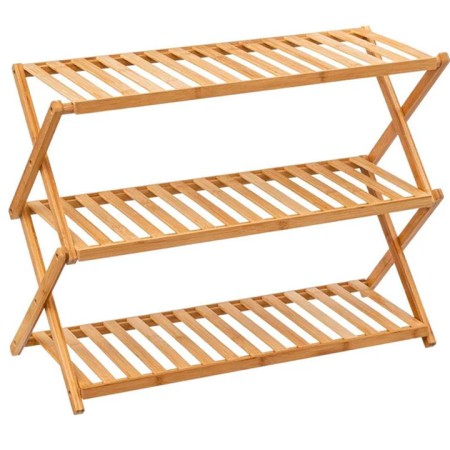 Pantofare - Etajera pantofi pliabila din bambus, pentru 9 perechi, 70x29x53 cm, natur
