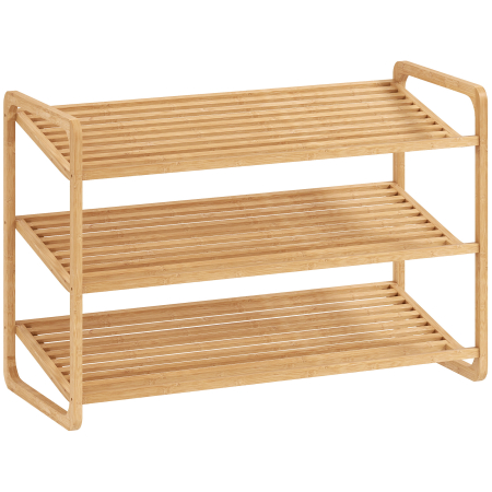Rafturi si biblioteci -  Etajera pentru pantofi cu 3 rafturi pentru 12 perechi de pantofi din bambus 76x33x50.8 cm