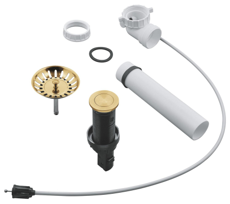 Scurgeri, sifoane, racorduri sanitare - Evacuare automata Grohe 40986GN0, buton push, sita, mat, auriu