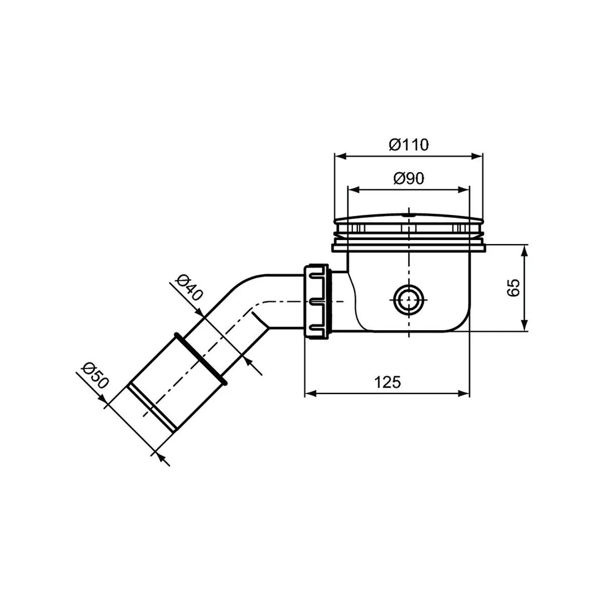 Evacuare cada dus Ideal Standard Connect, orizontala, universala, crom, J3417AA [1]