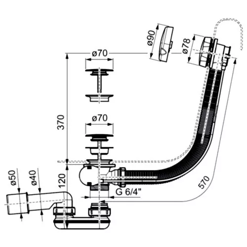 Evacuare cada Ravak, universala, 570 mm, inchidere, crom, X01305 [2]