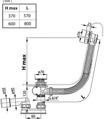 Evacuare cada Ravak, universala, 570 mm, inchidere, crom, X01305 [1]