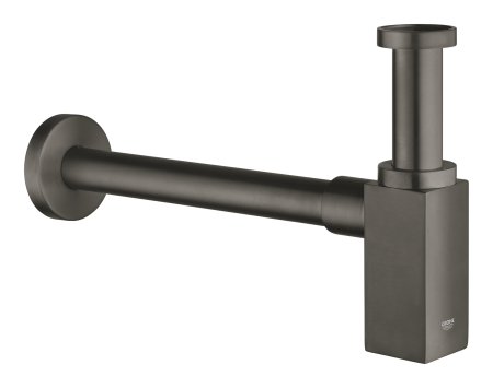 Scurgeri, sifoane, racorduri sanitare - Evacuare lavoar Grohe 40564AL0, Eurocube, 1 1/4'', metal, slid glisant, surub curatare, mat, grafit